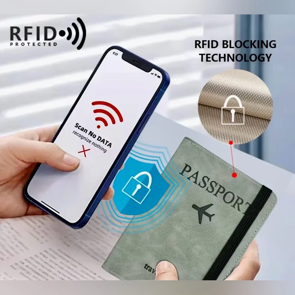 Passport Travel Wallet w/RFID Anti-Theft Passport Case Pink, Aqua, Gray or Blue
